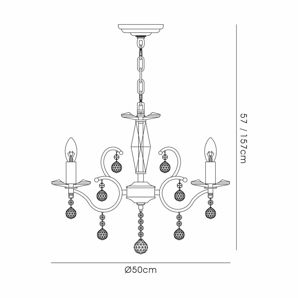 IL32124 Zinta Pendant 4 Light E14 Antique Brass/Crystal