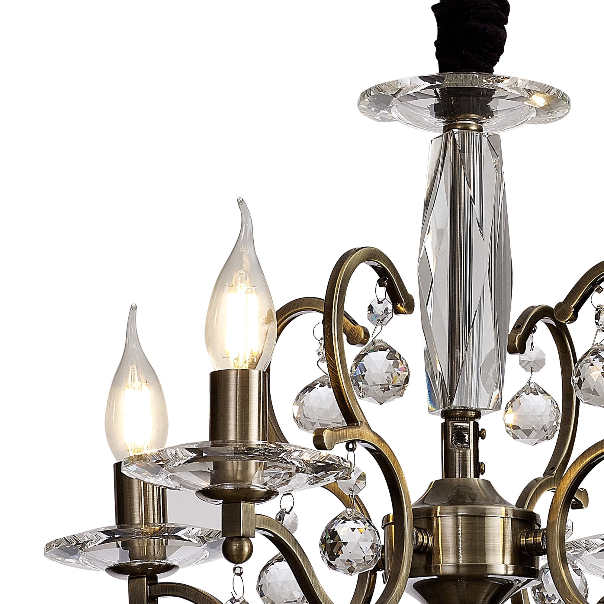 IL32124 Zinta Pendant 4 Light E14 Antique Brass/Crystal