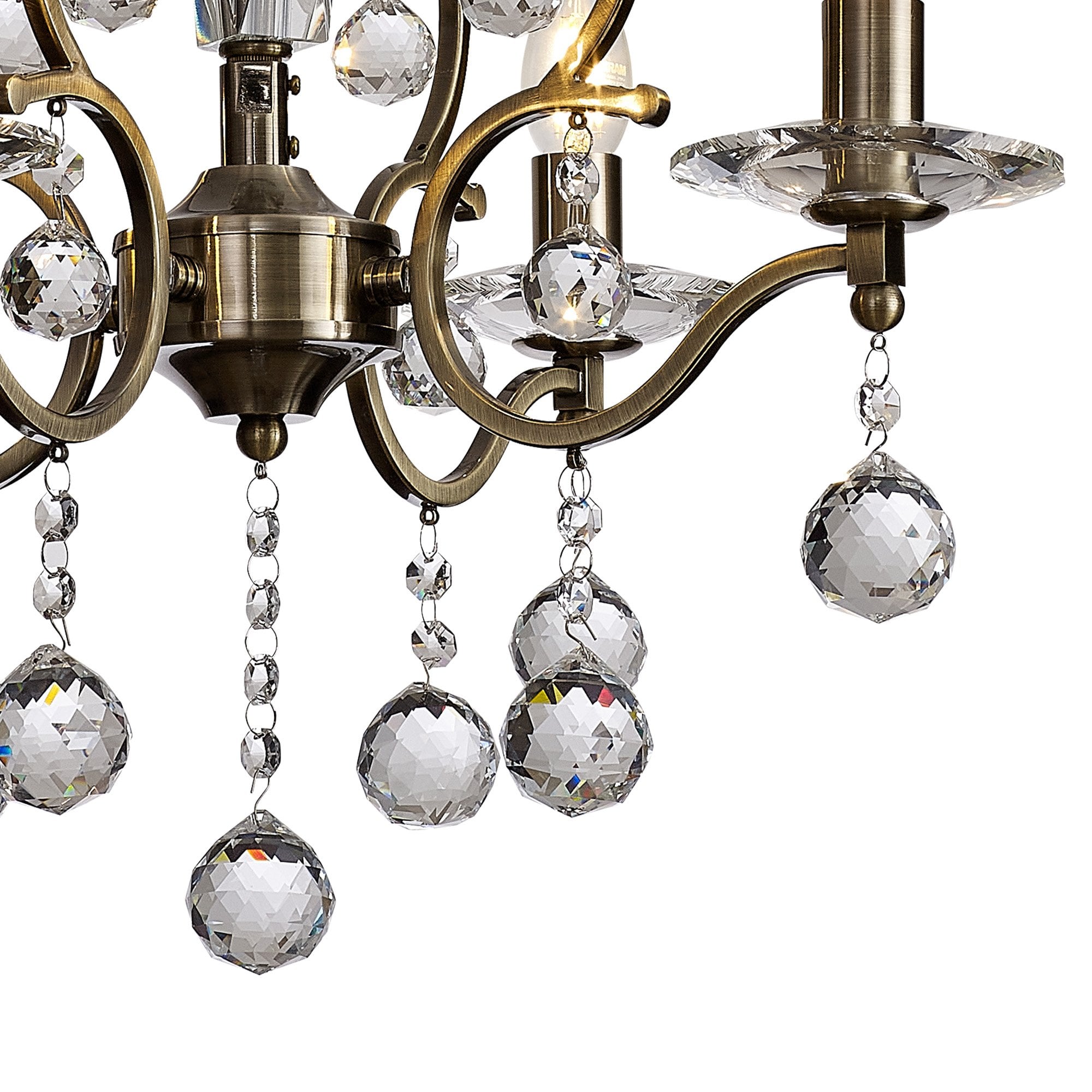 IL32124 Zinta Pendant 4 Light E14 Antique Brass/Crystal