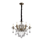 IL32126 Zinta Pendant 6 Light E14 Antique Brass/Crystal