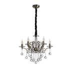 IL32126 Zinta Pendant 6 Light E14 Antique Brass/Crystal