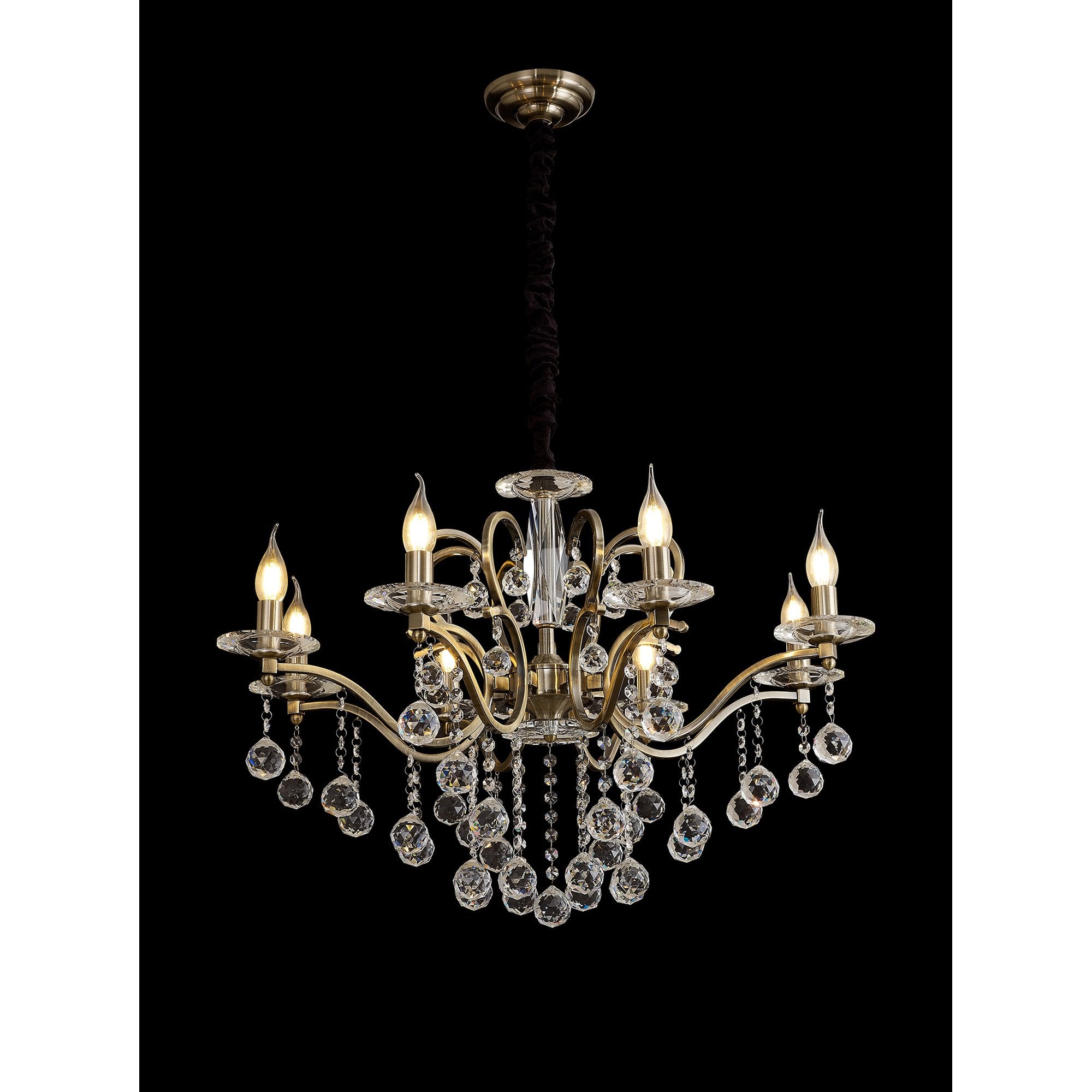 IL32128 Zinta Pendant 8 Light E14 Antique Brass/Crystal