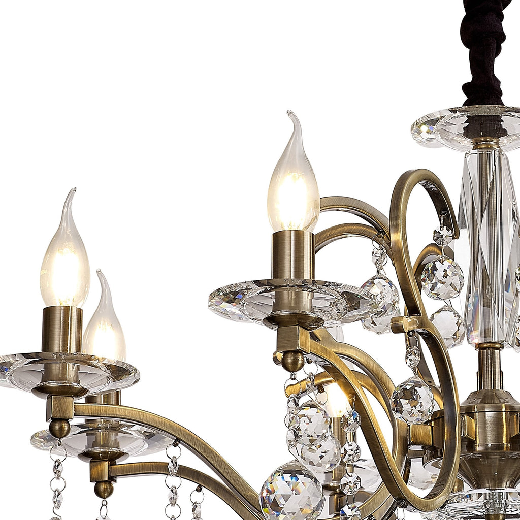 IL32128 Zinta Pendant 8 Light E14 Antique Brass/Crystal