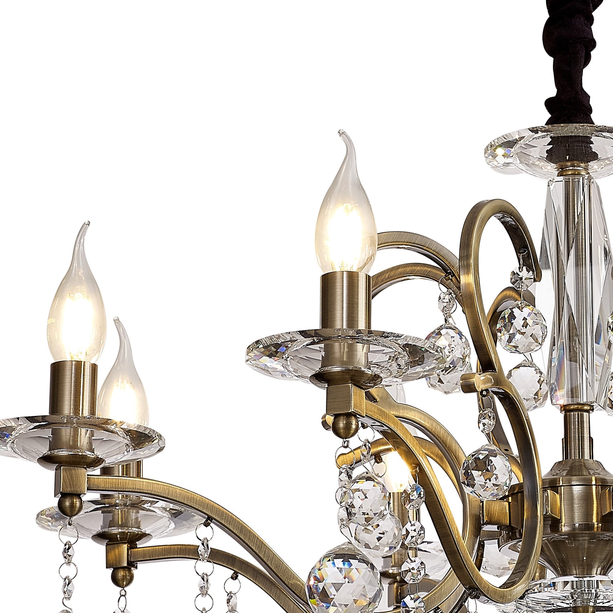 IL32128 Zinta Pendant 8 Light E14 Antique Brass/Crystal