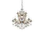 IL32128+4 Zinta Pendant 2 Tier 12 Light E14 Antique Brass/Crystal