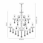 IL32128+4 Zinta Pendant 2 Tier 12 Light E14 Antique Brass/Crystal