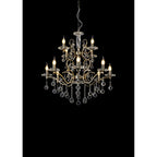 IL32128+4 Zinta Pendant 2 Tier 12 Light E14 Antique Brass/Crystal