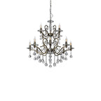 IL32128+4 Zinta Pendant 2 Tier 12 Light E14 Antique Brass/Crystal