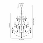 IL32126+4+12 Zinta Pendant 3 Tier 22 Light E14 Antique Brass/Crystal
