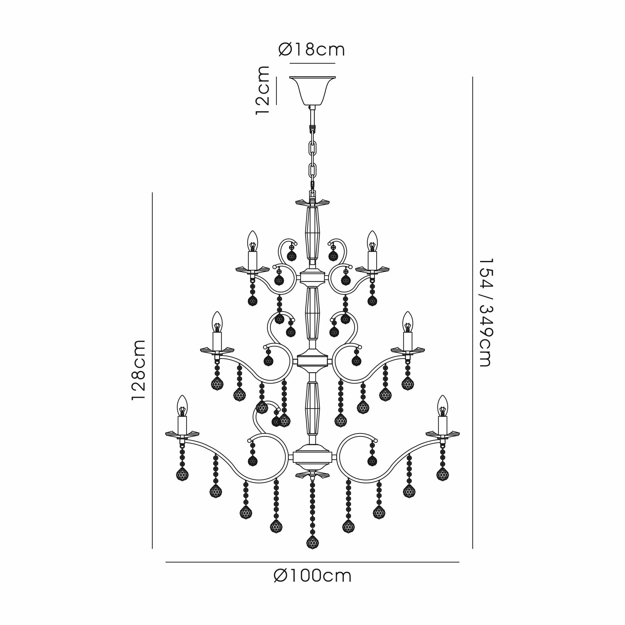 IL32126+4+12 Zinta Pendant 3 Tier 22 Light E14 Antique Brass/Crystal