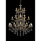 IL32126+4+12 Zinta Pendant 3 Tier 22 Light E14 Antique Brass/Crystal