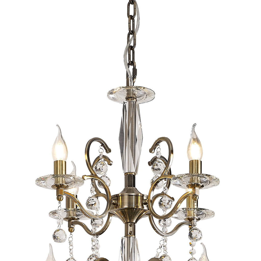 IL32126+4+12 Zinta Pendant 3 Tier 22 Light E14 Antique Brass/Crystal