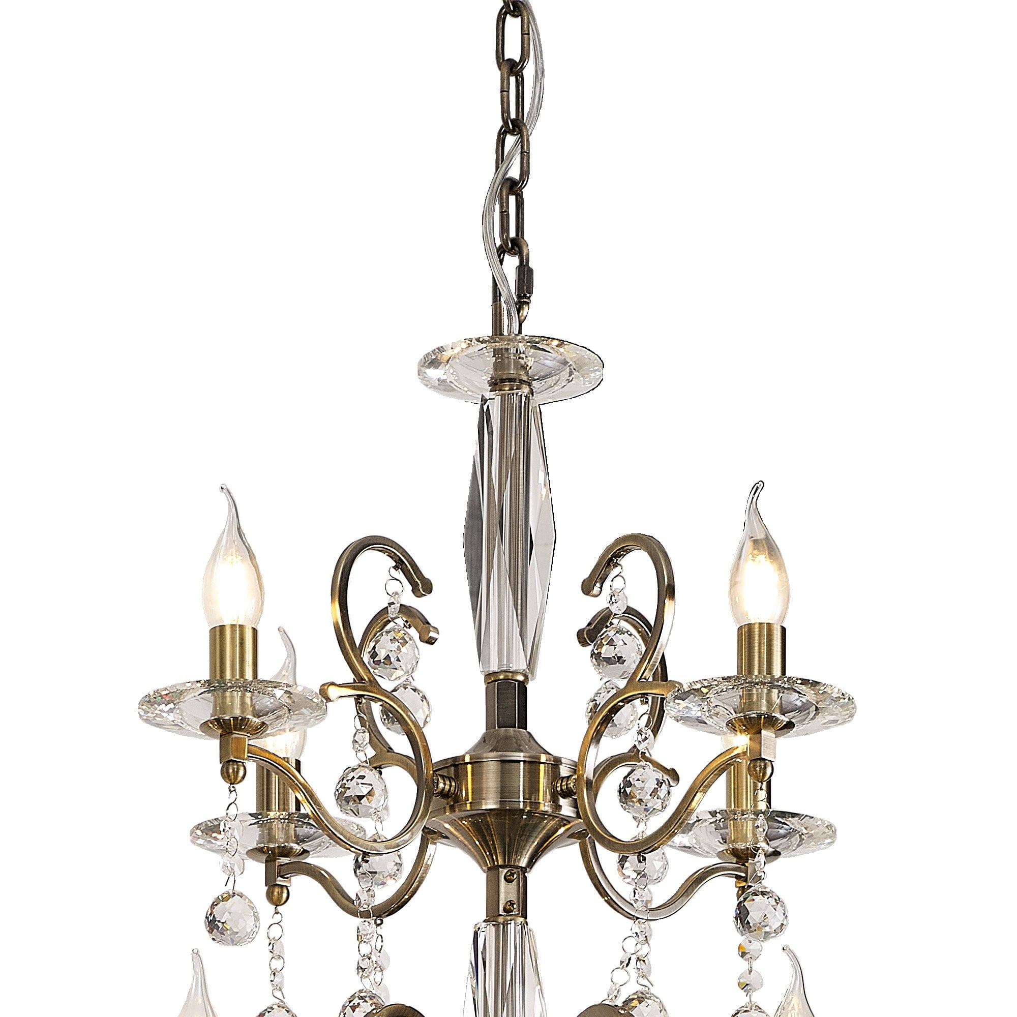 IL32126+4+12 Zinta Pendant 3 Tier 22 Light E14 Antique Brass/Crystal