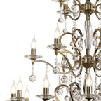IL32126+4+12 Zinta Pendant 3 Tier 22 Light E14 Antique Brass/Crystal