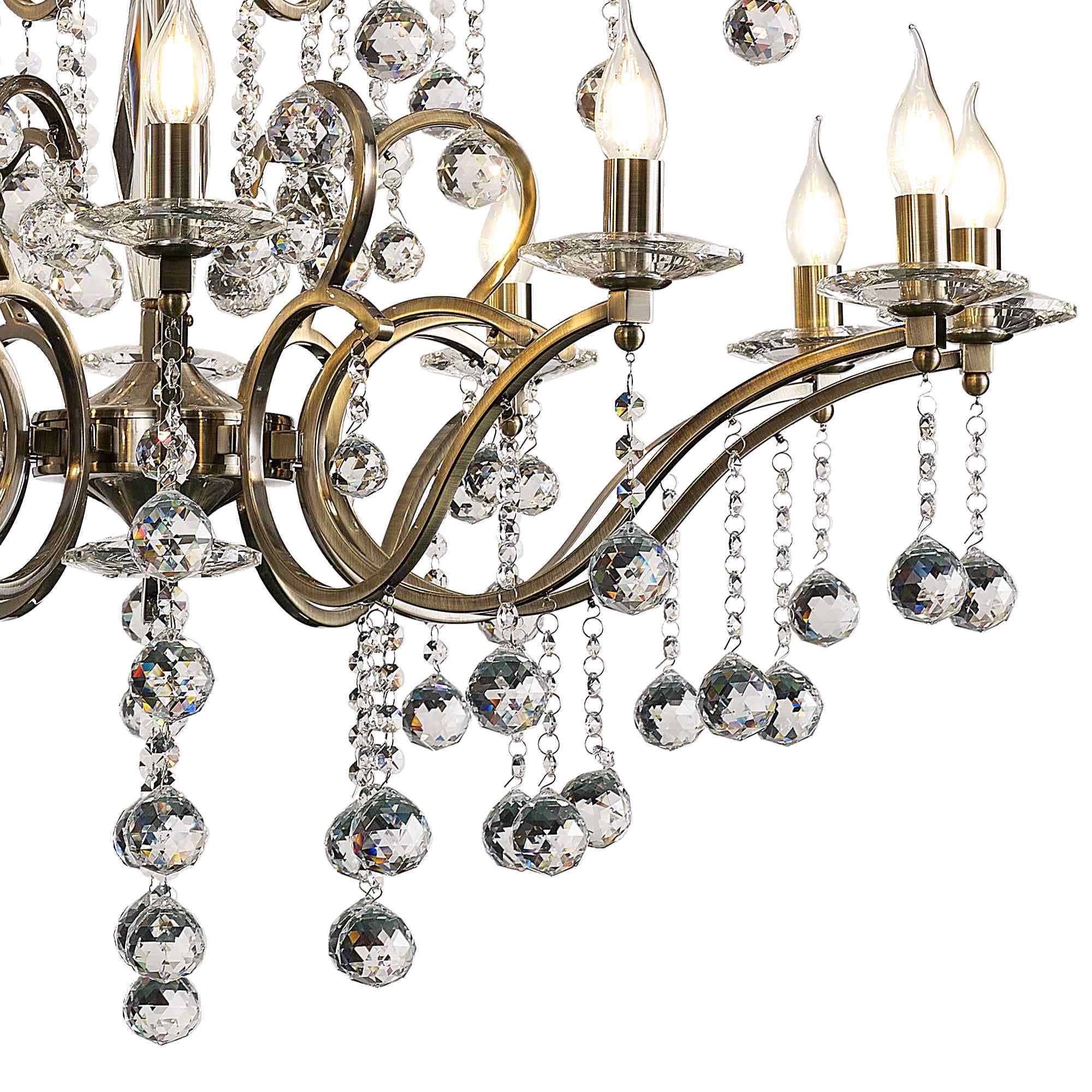 IL32126+4+12 Zinta Pendant 3 Tier 22 Light E14 Antique Brass/Crystal