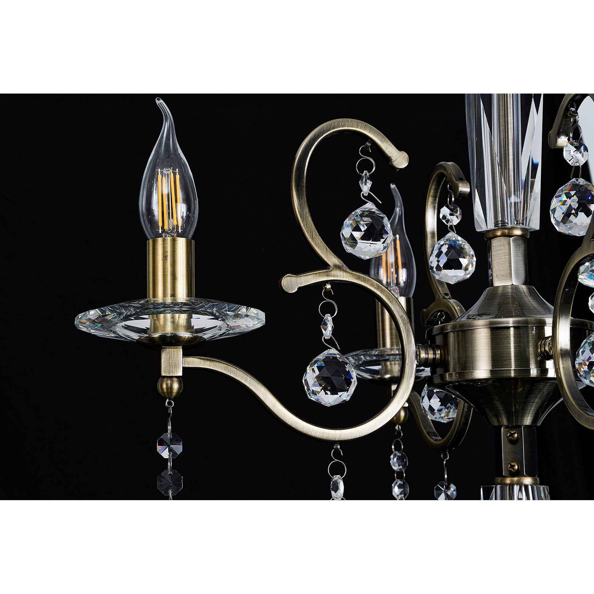 IL32126+4+12 Zinta Pendant 3 Tier 22 Light E14 Antique Brass/Crystal