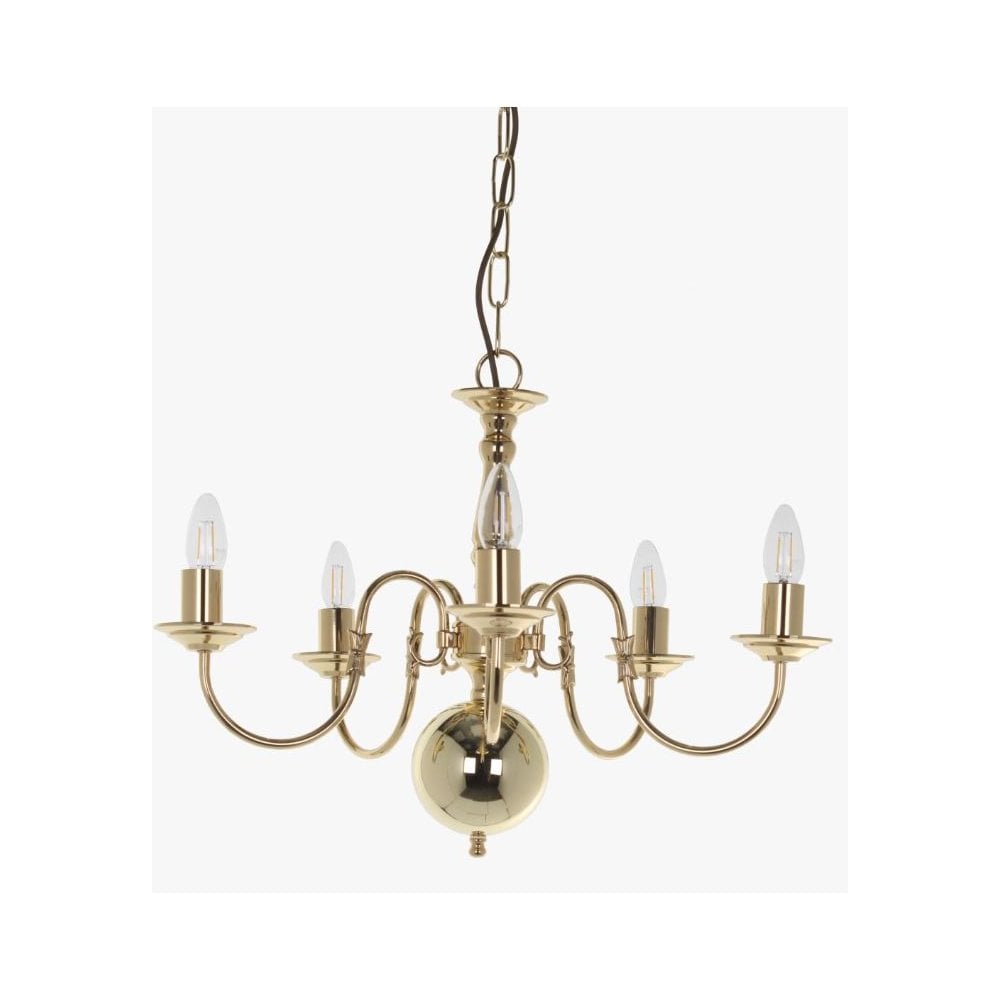 IMPEX LIGHTING BF00350/05/PB Flemish Chandelier Polished Brass