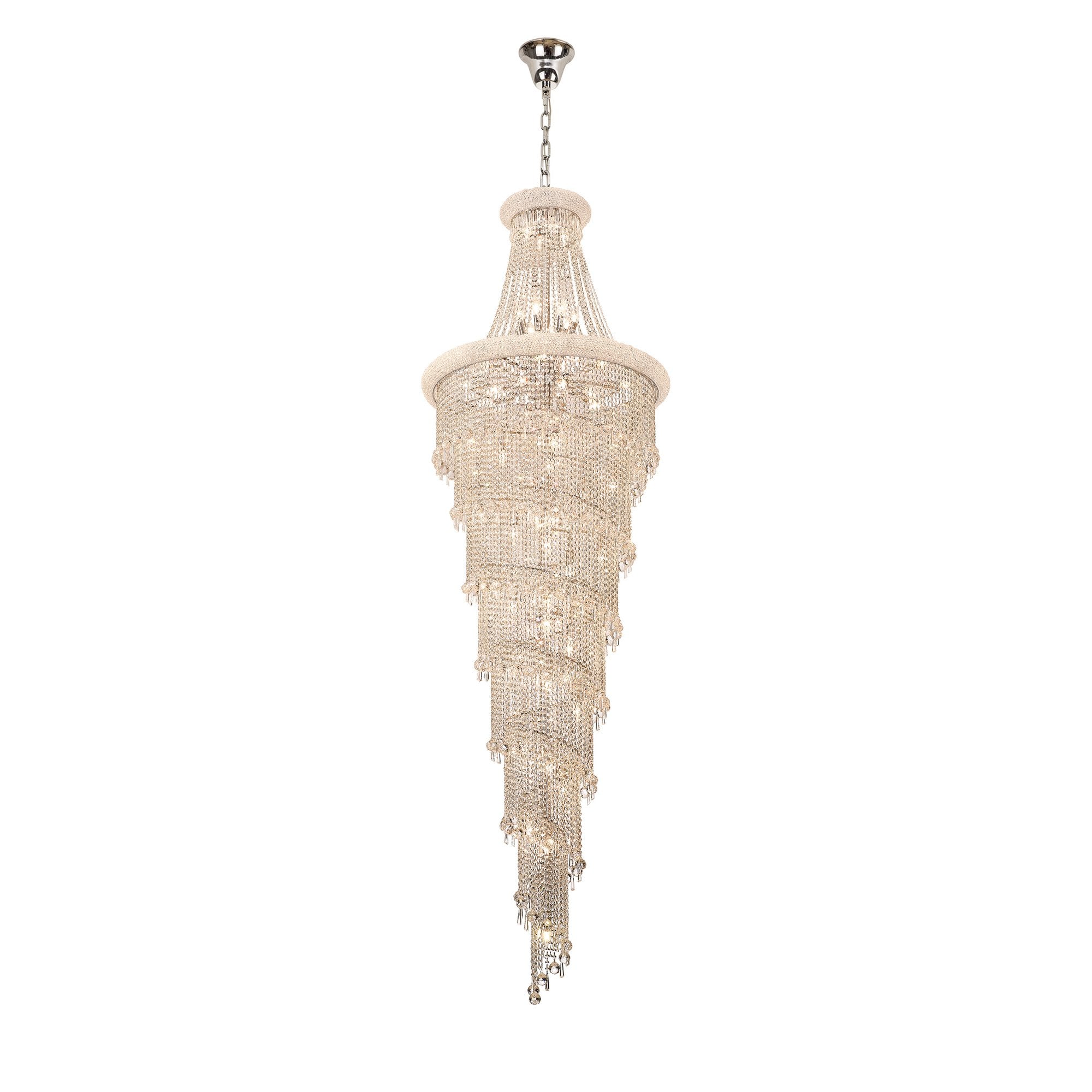 IL31458 Alexandra Pendant 7 Layer Spiral 63 Light E14 Polished Chrome/Crystal