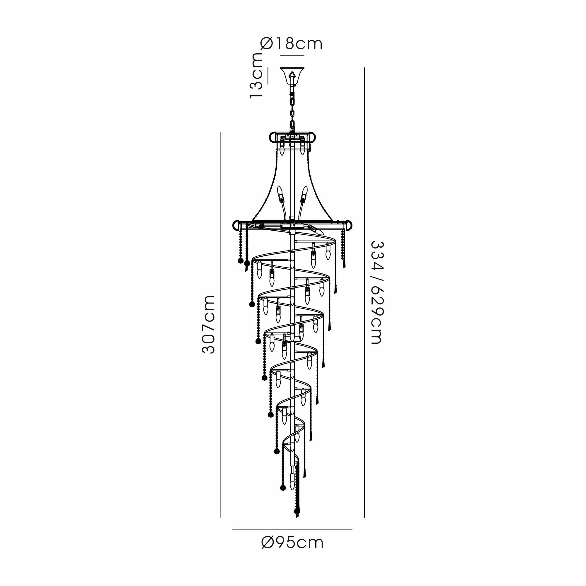 IL31458 Alexandra Pendant 7 Layer Spiral 63 Light E14 Polished Chrome/Crystal