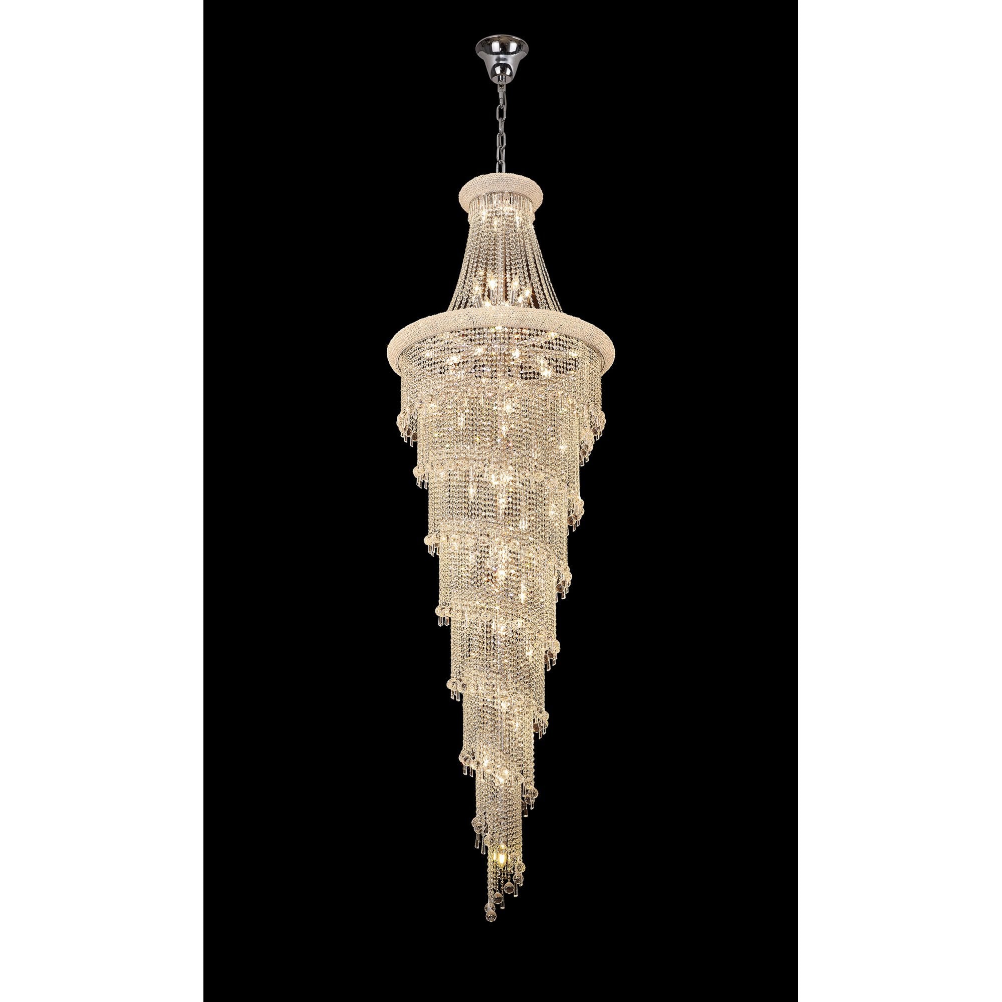 IL31458 Alexandra Pendant 7 Layer Spiral 63 Light E14 Polished Chrome/Crystal