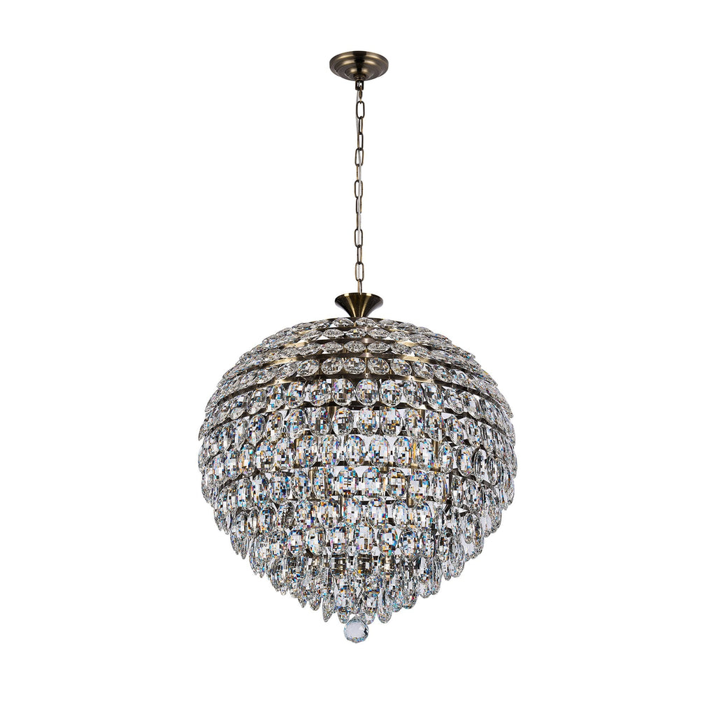 IL32810AB Coniston Pendant 12 Light E14 Antique Brass/Crystal