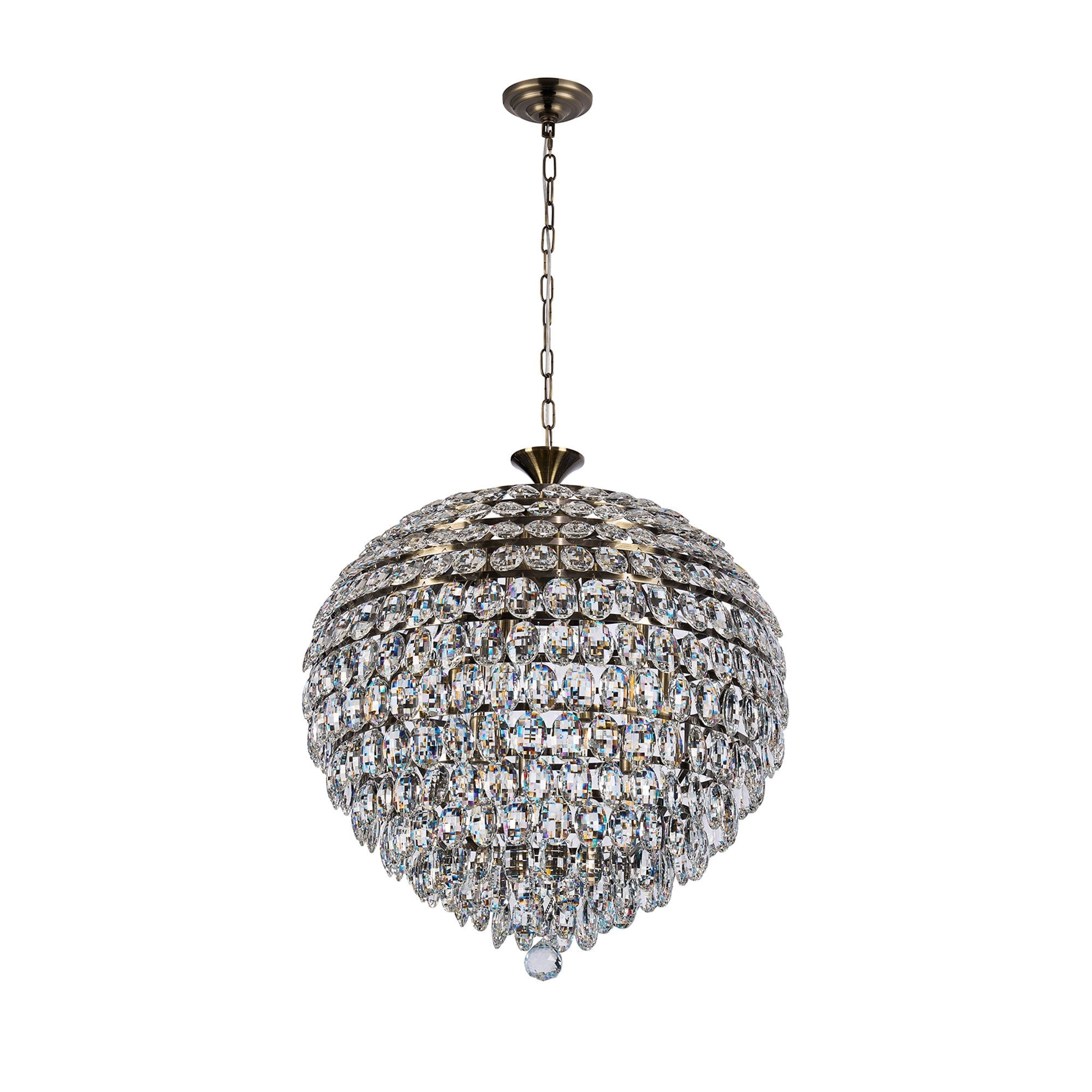 IL32810AB Coniston Pendant 12 Light E14 Antique Brass/Crystal