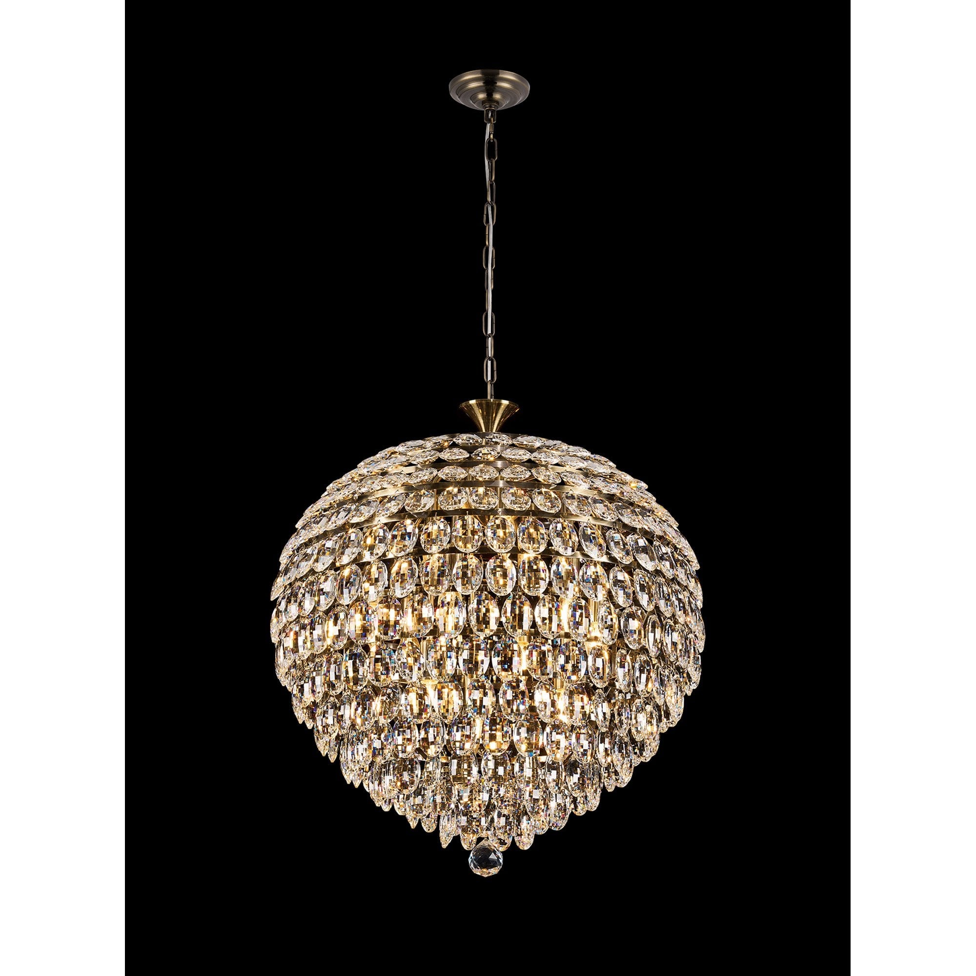IL32810AB Coniston Pendant 12 Light E14 Antique Brass/Crystal