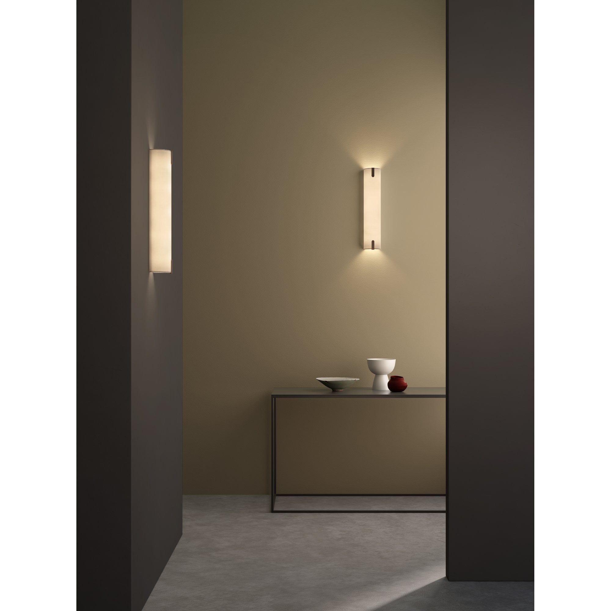 1469004 Elba 600 Wall 2 Light Wall Light Putty Fabric