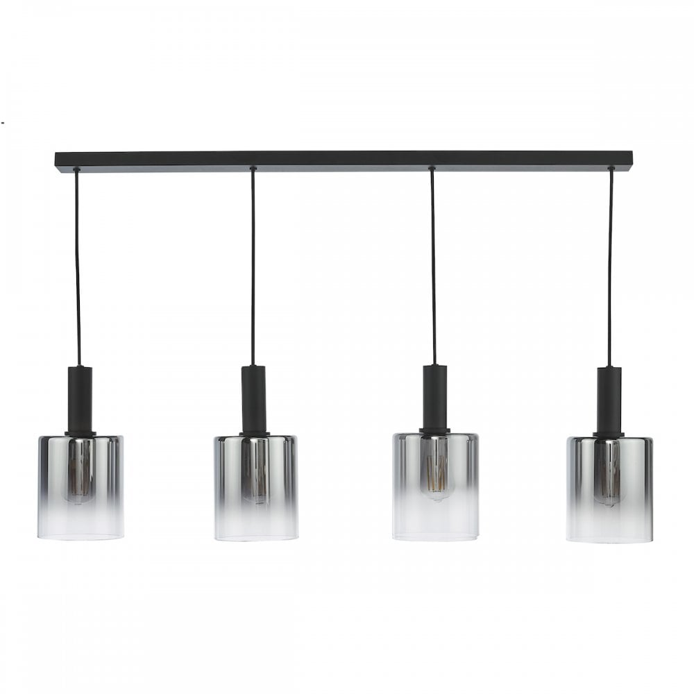 SAV0422 Savannah 4 Light Bar Pendant Matt Black and Smoked Glass