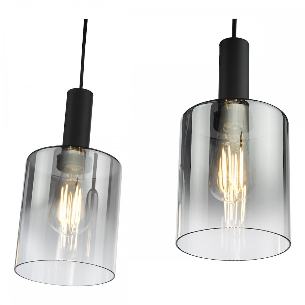SAV0422 Savannah 4 Light Bar Pendant Matt Black and Smoked Glass