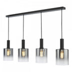 SAV0422 Savannah 4 Light Bar Pendant Matt Black and Smoked Glass