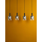 SAV0422 Savannah 4 Light Bar Pendant Matt Black and Smoked Glass