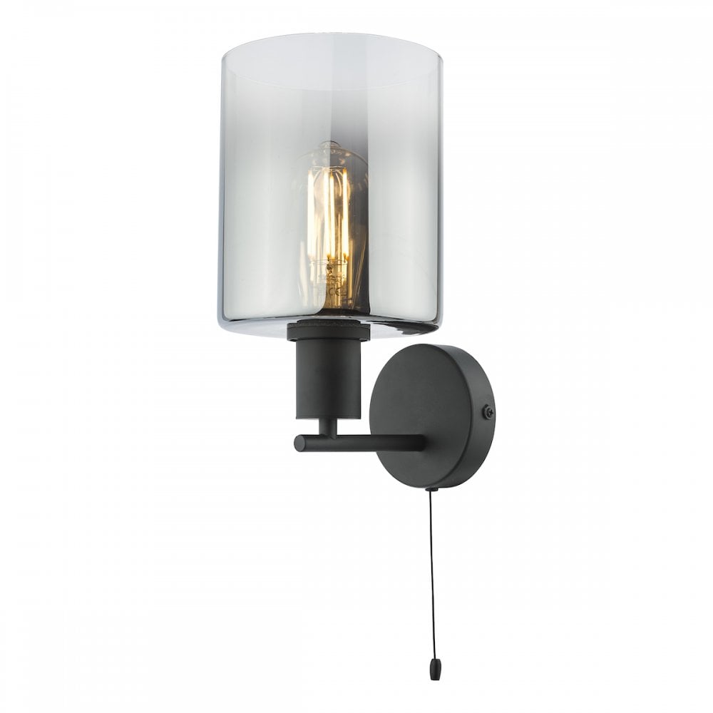 Savannah Wall  Light Matt Black and Smoked Glass