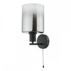 SAV0722 Savannah Wall Light Matt Black and Smoked Glass