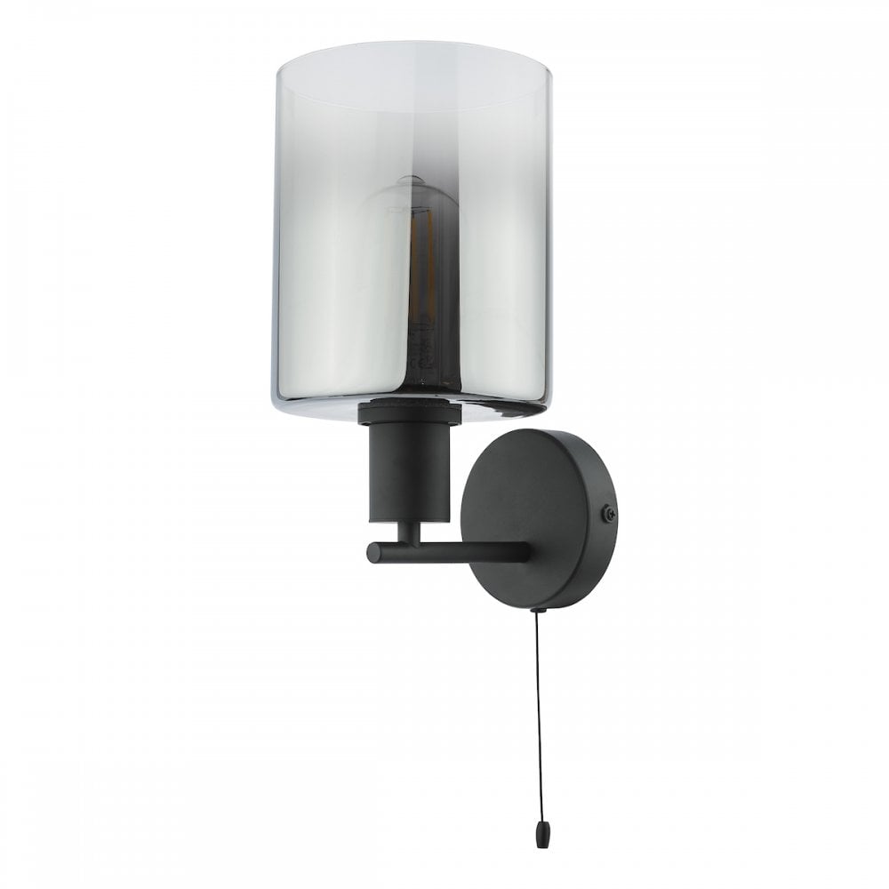 Savannah Wall  Light Matt Black and Smoked Glass