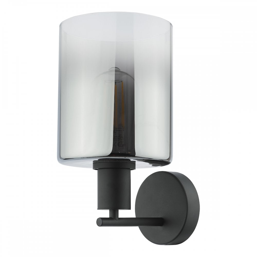 Savannah Wall  Light Matt Black and Smoked Glass