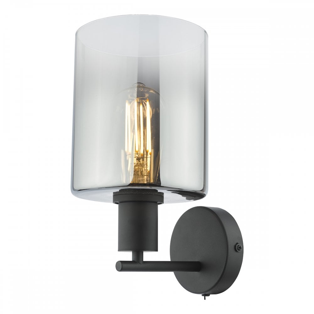 Savannah Wall  Light Matt Black and Smoked Glass