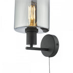 SAV0722 Savannah Wall Light Matt Black and Smoked Glass