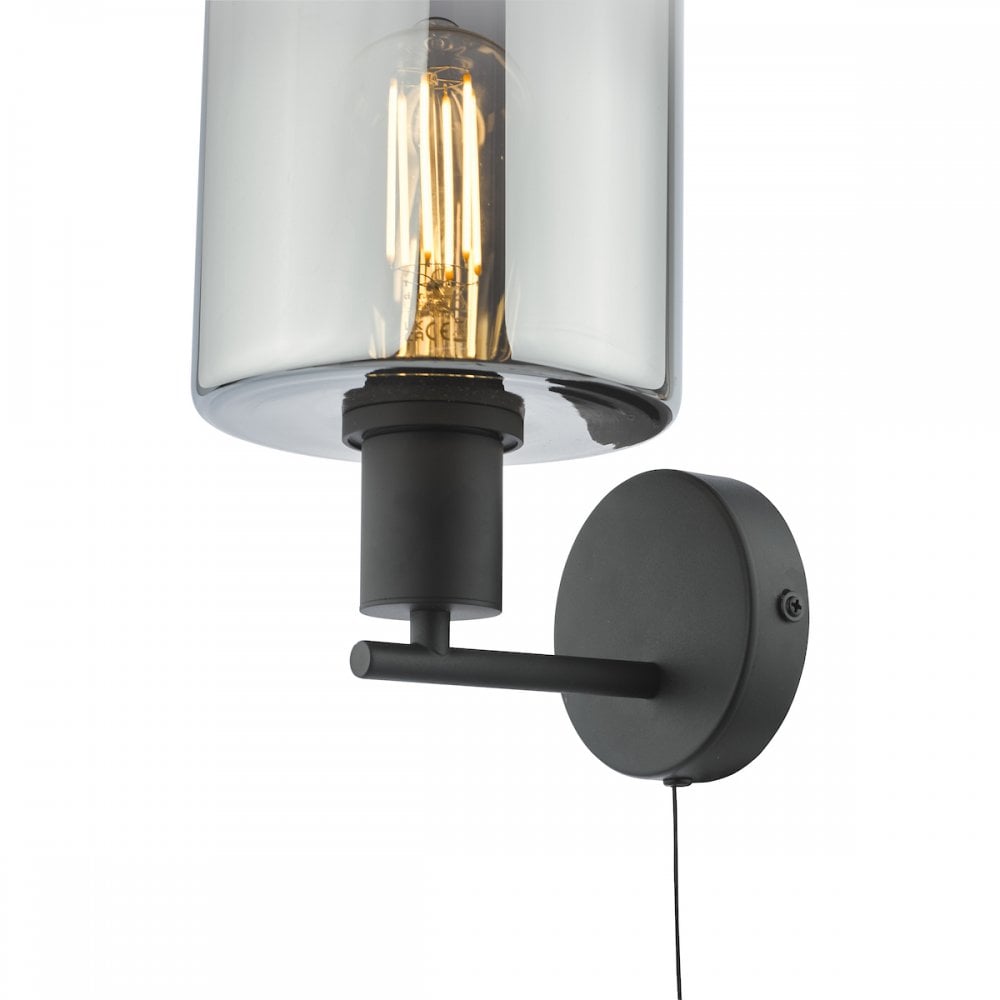 Savannah Wall  Light Matt Black and Smoked Glass