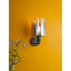 SAV0722 Savannah Wall Light Matt Black and Smoked Glass