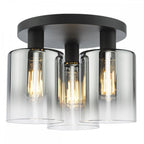 SAV5322 Savannah 3 Light Flush Matt Black and Smoked Glass (S)