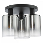 SAV5322 Savannah 3 Light Flush Matt Black and Smoked Glass (S)