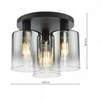 SAV5322 Savannah 3 Light Flush Matt Black and Smoked Glass (S)