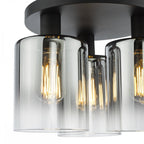 SAV5322 Savannah 3 Light Flush Matt Black and Smoked Glass (S)