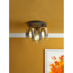 SAV5322 Savannah 3 Light Flush Matt Black and Smoked Glass (S)