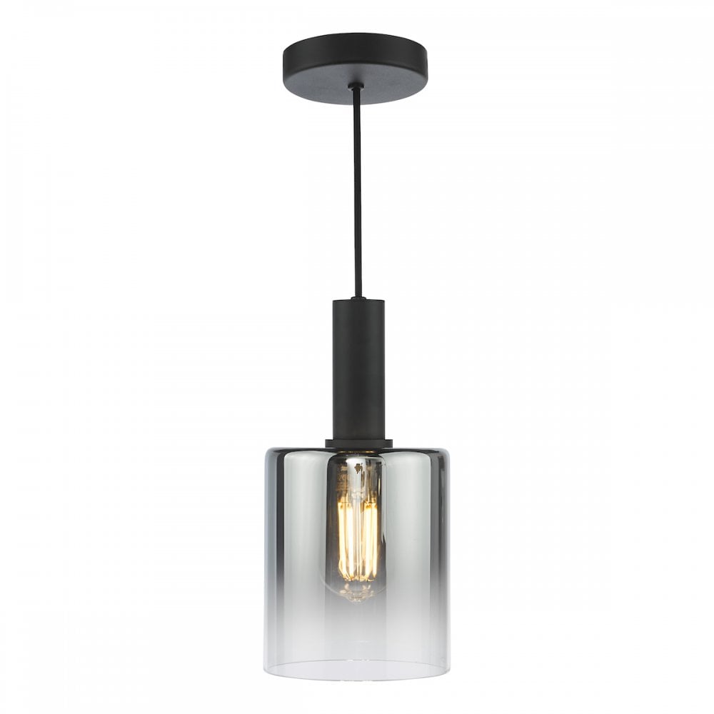 SAV8622 Savannah Pendant Matt Black and Smoked Glass