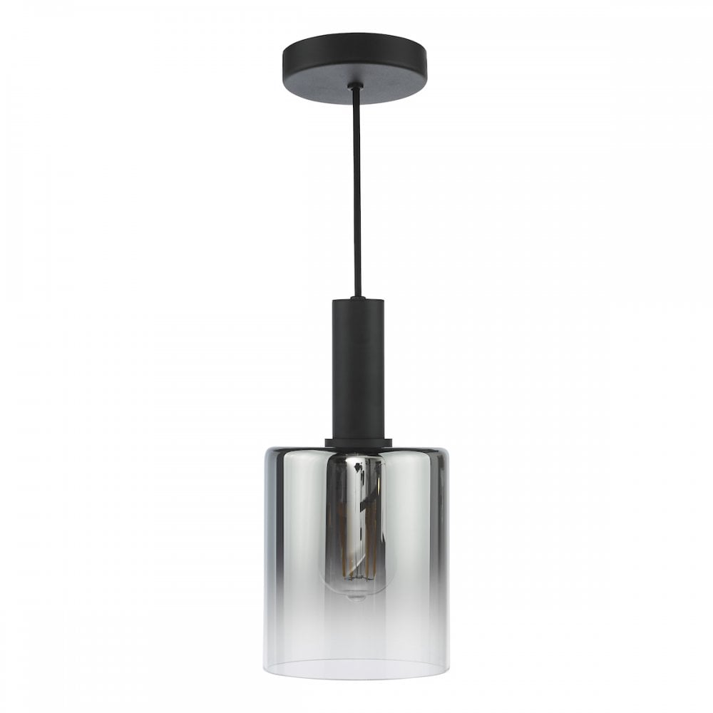 SAV8622 Savannah Pendant Matt Black and Smoked Glass