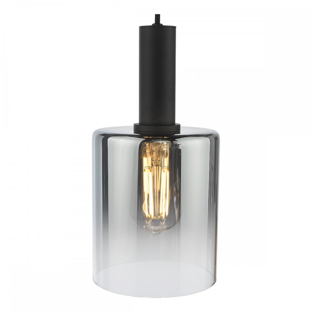 SAV8622 Savannah Pendant Matt Black and Smoked Glass