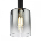 SAV8622 Savannah Pendant Matt Black and Smoked Glass