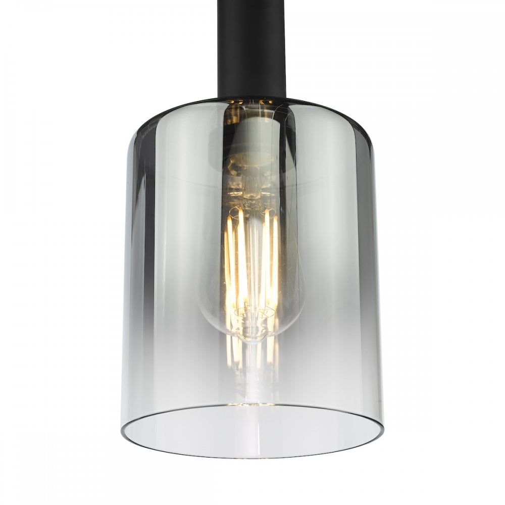 SAV8622 Savannah Pendant Matt Black and Smoked Glass